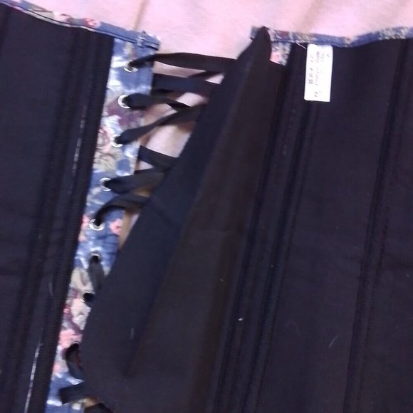 Corset Blue With Pink Flowers Size S K8 - Picture 2 of 10